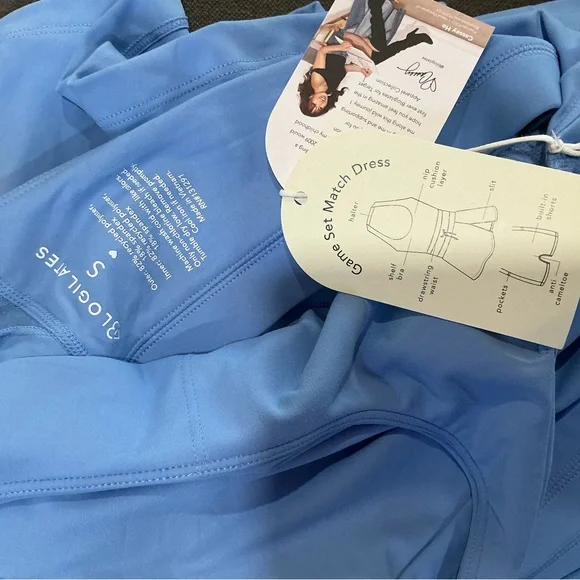 NWT BLOGILATES Women’s Game Set Match Halter Active Dress. Blue S - Picture 12 of 13